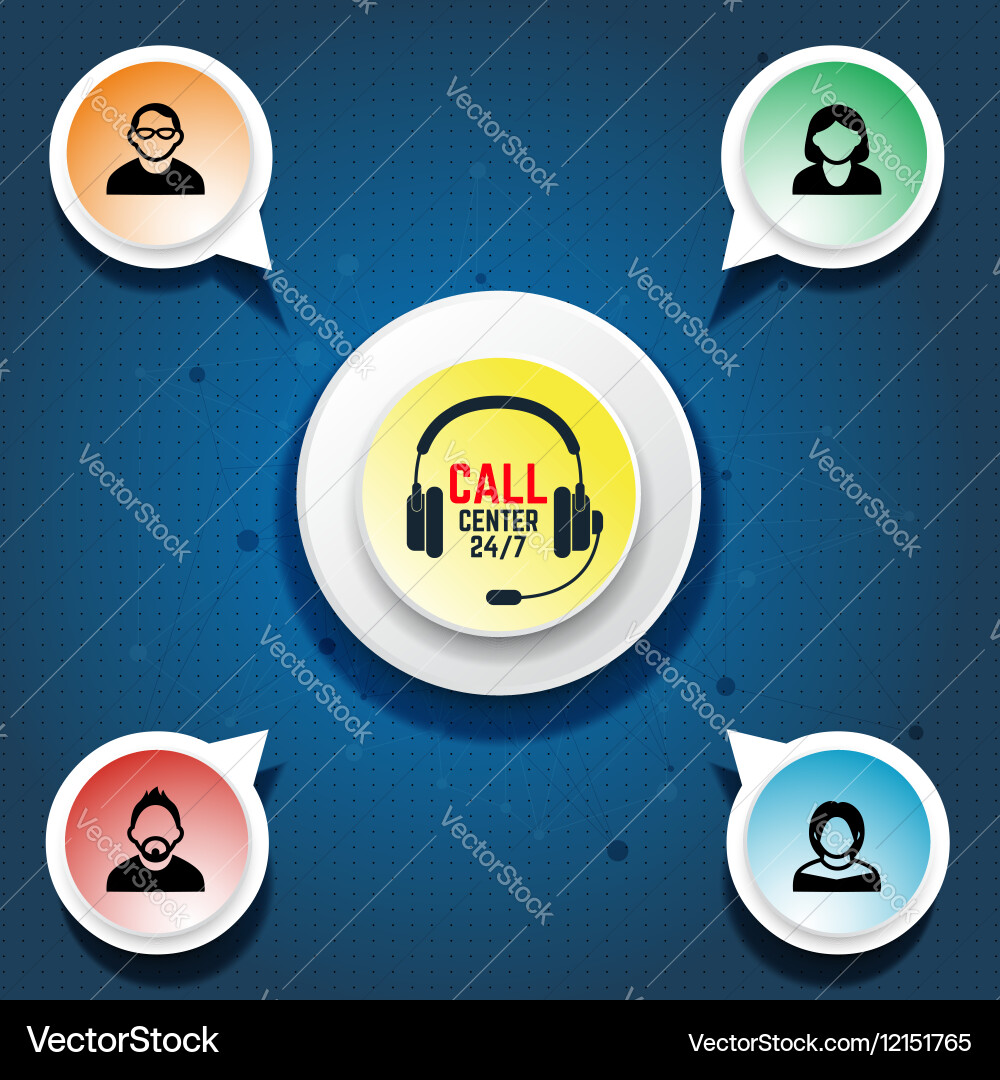Call center user support design elements vector image