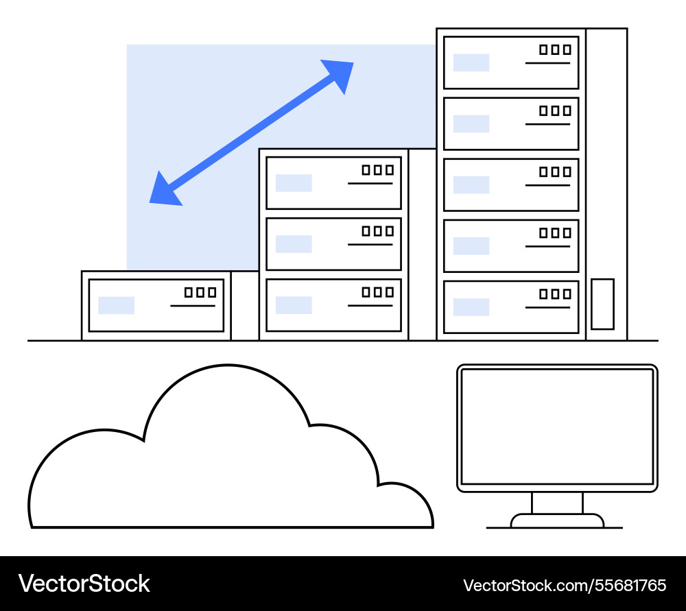 Cloud computing and server scalability concept Cloud computing and server scalability concept Vector Image
