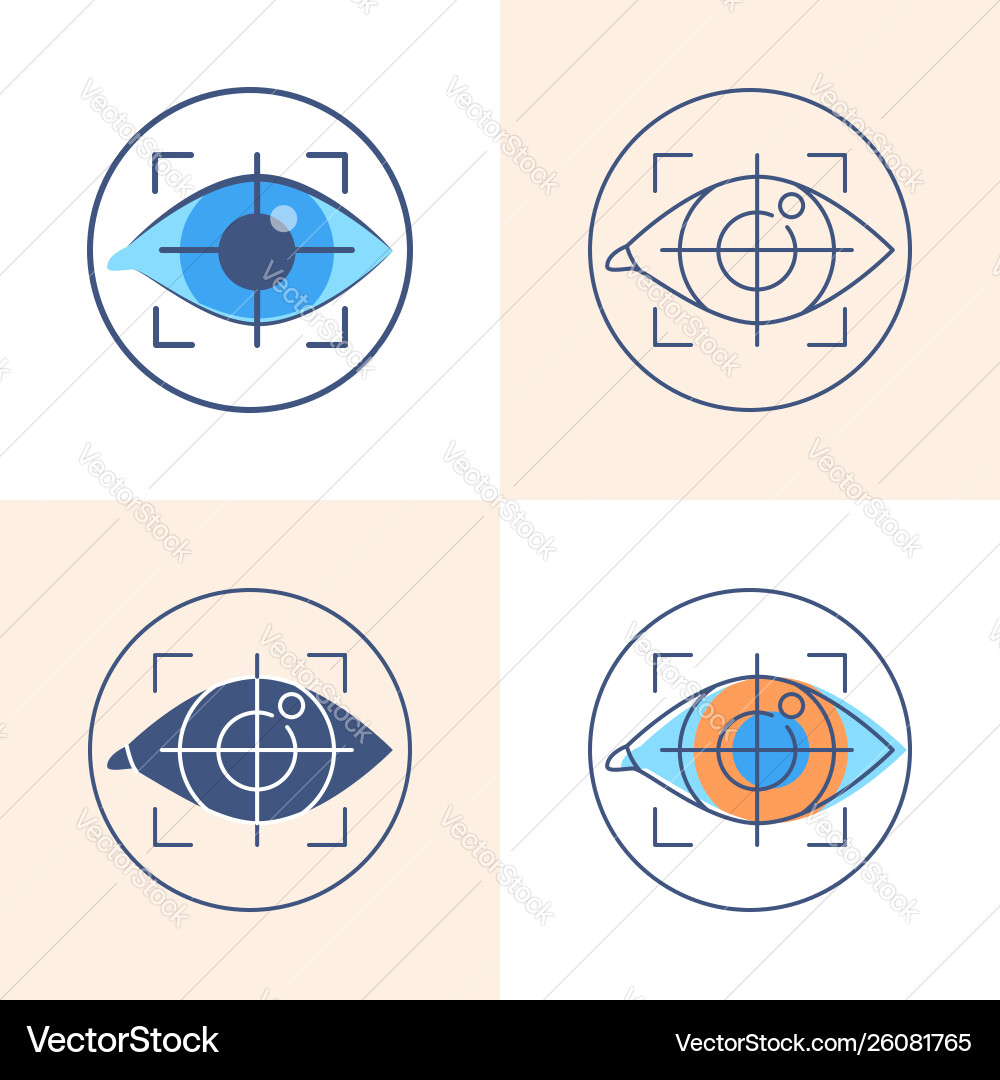 Eye tracking icon set in flat and line style Eye tracking icon set in flat and line style vector image
