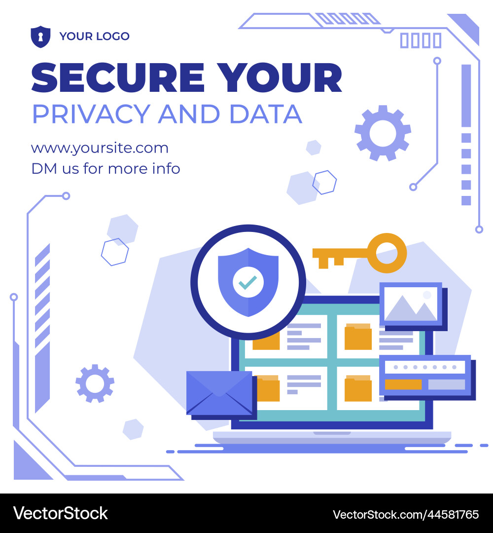 Flat design data privacy posts template Flat design data privacy posts template vector image