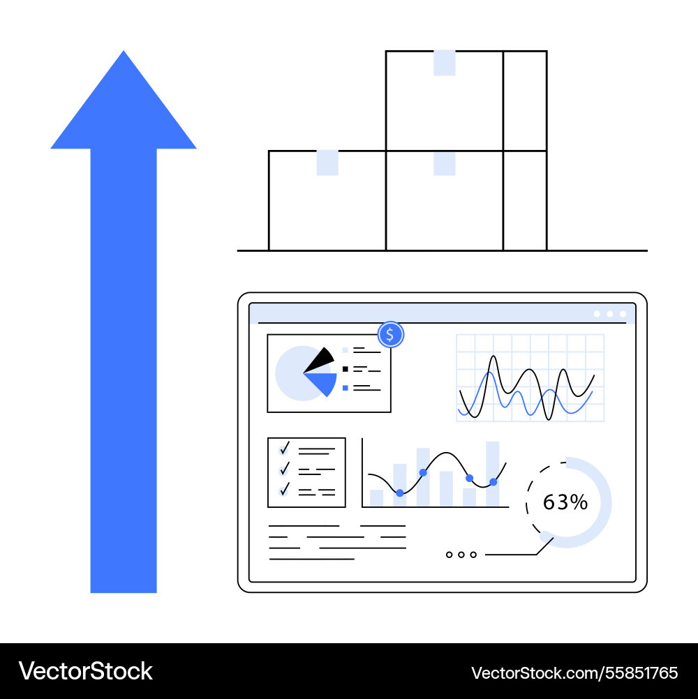 Growth visualization with analytics dashboard Growth visualization with analytics dashboard vector image