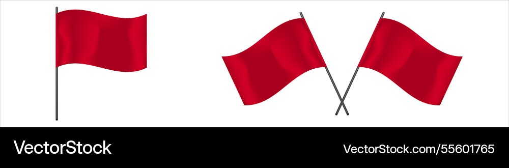 Red flags waving on poles symbolizing caution Vector Image