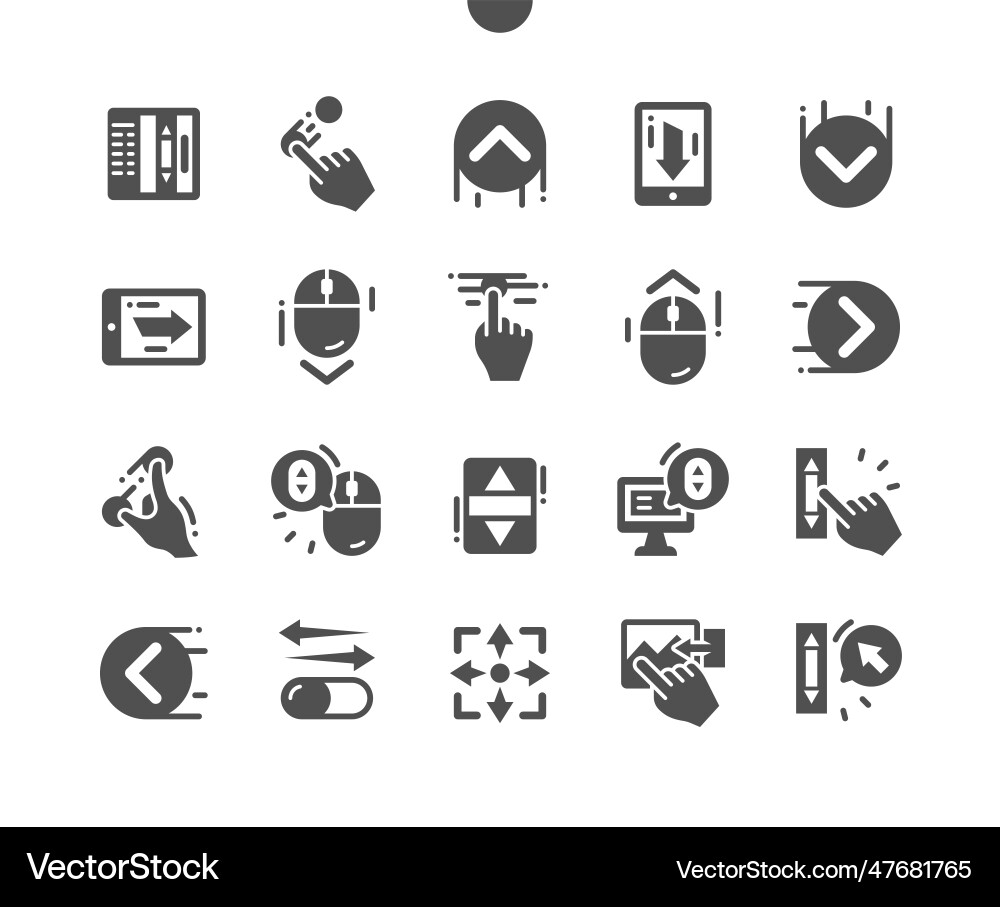 Scroll down move left and right zoom in out vector image
