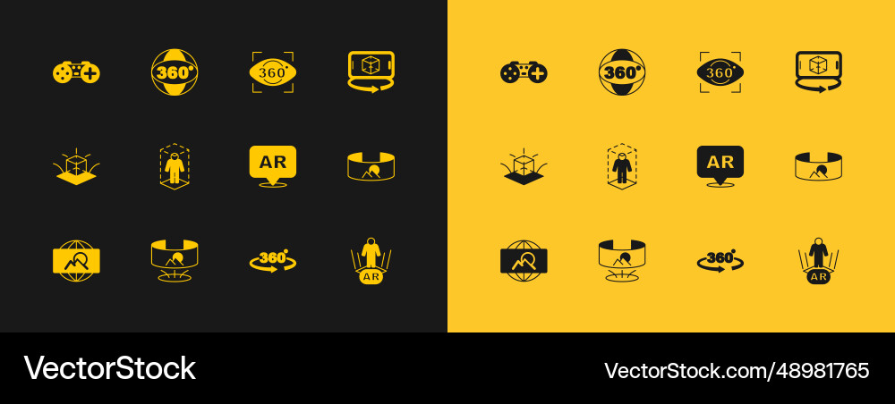 Set 3d modeling 360 degree view augmented reality Set 3d modeling 360 degree view augmented reality Vector Image