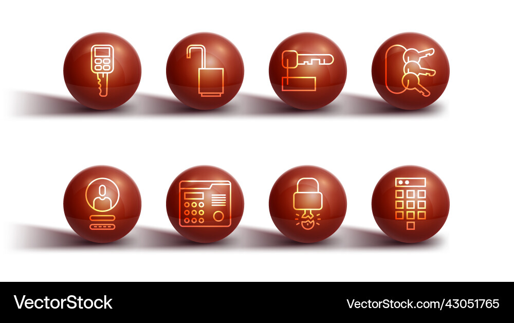 Set line car key with remote create account vector image