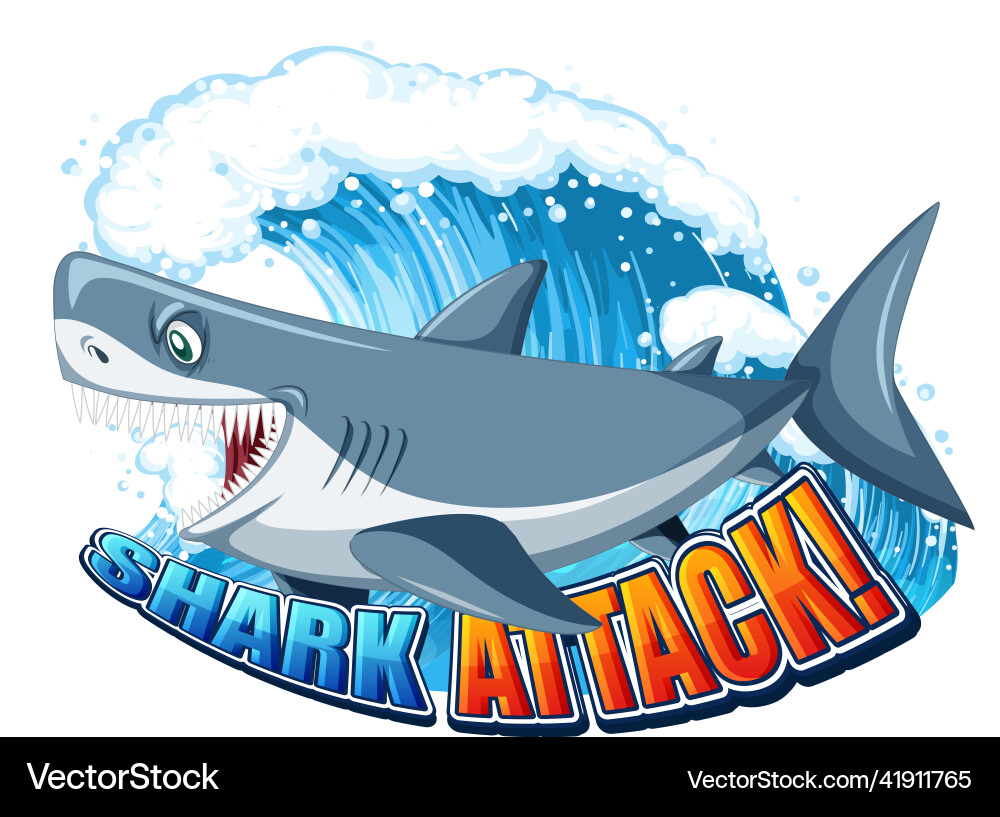 Shark attack font logo with cartoon aggressive Shark attack font logo with cartoon aggressive vector image
