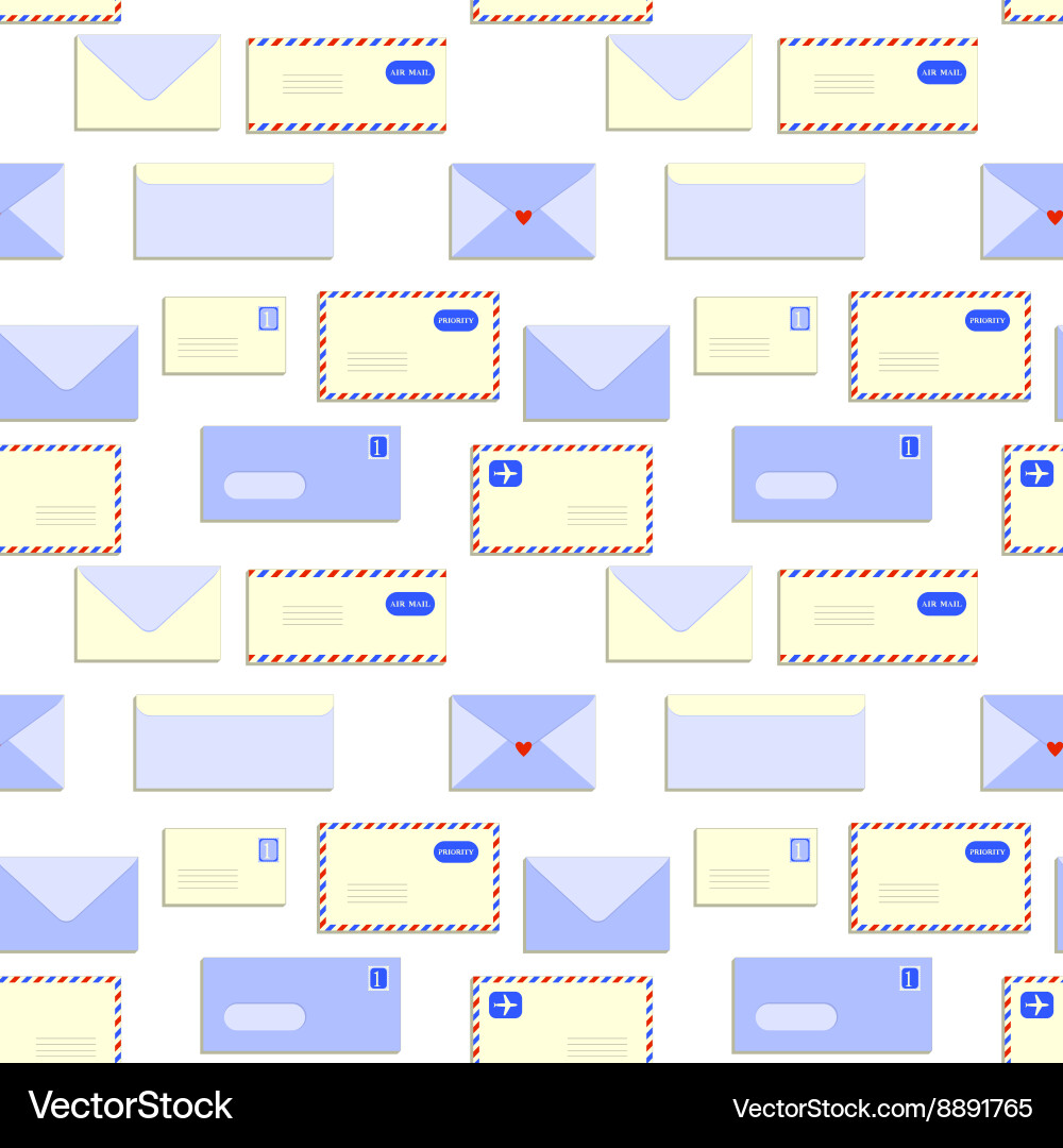 Snail mail letters envelopes seamless pattern vector image