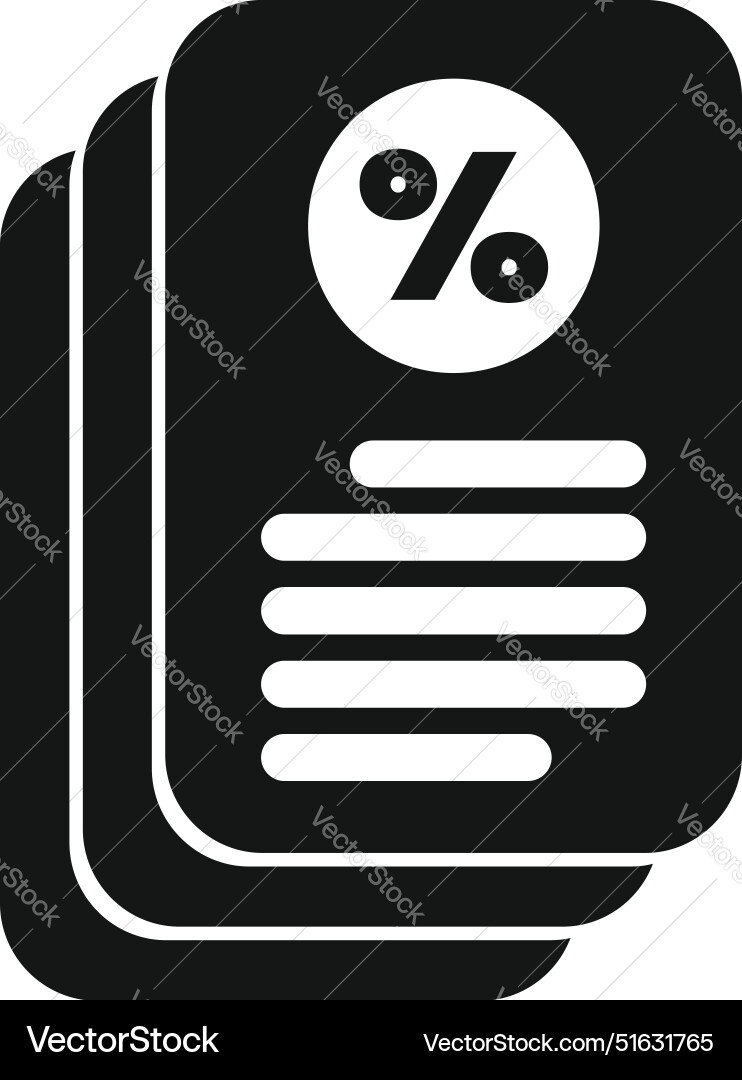 Stack of documents with percentage sign showing Stack of documents with percentage sign showing vector image