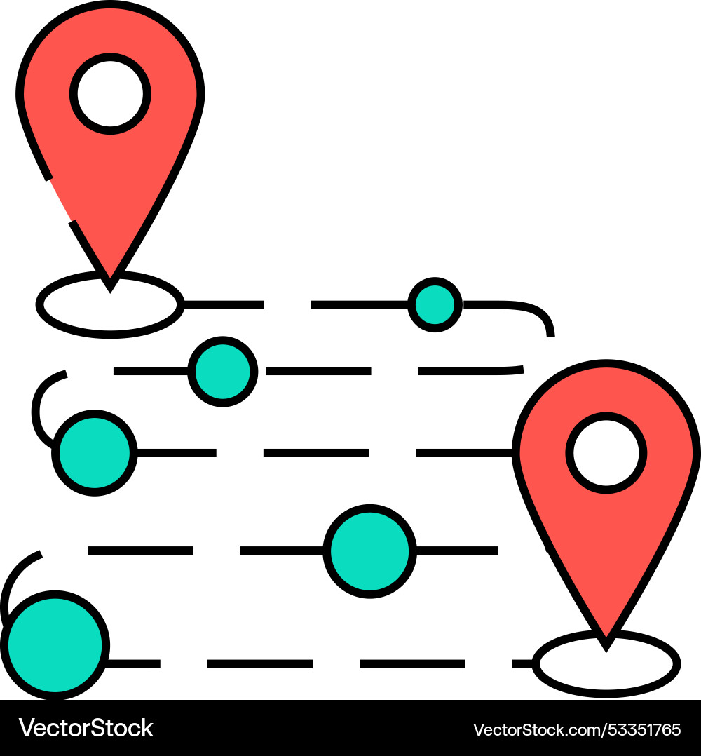 Track airplane pointer map icon color vector image