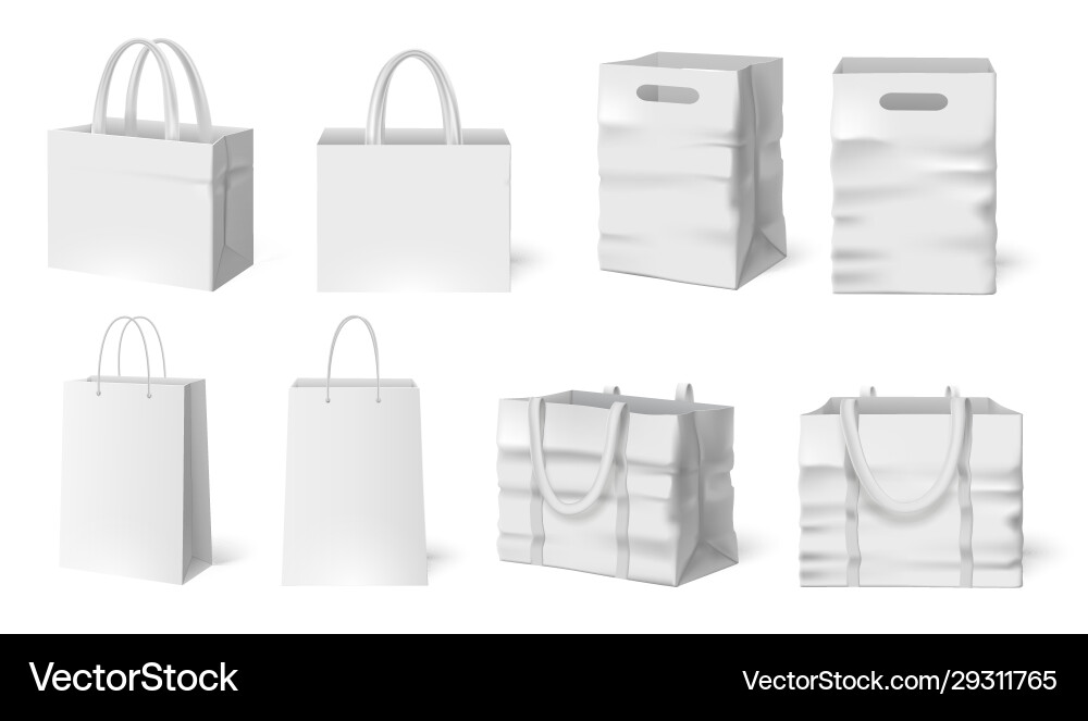 White Paper Shopping Bags Mockup Vector Image