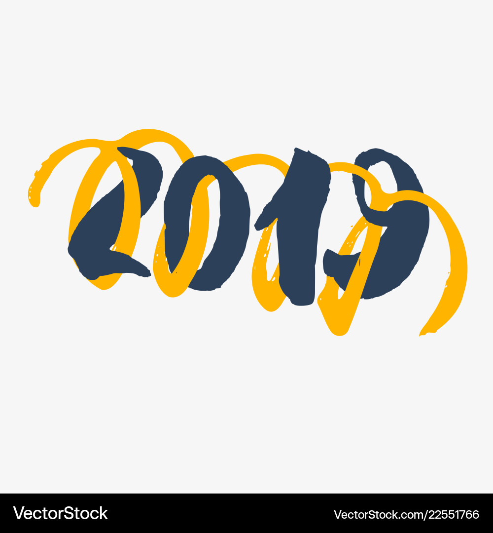 2019 - new year lettering with doodle on white 2019 - new year lettering with doodle on white vector image