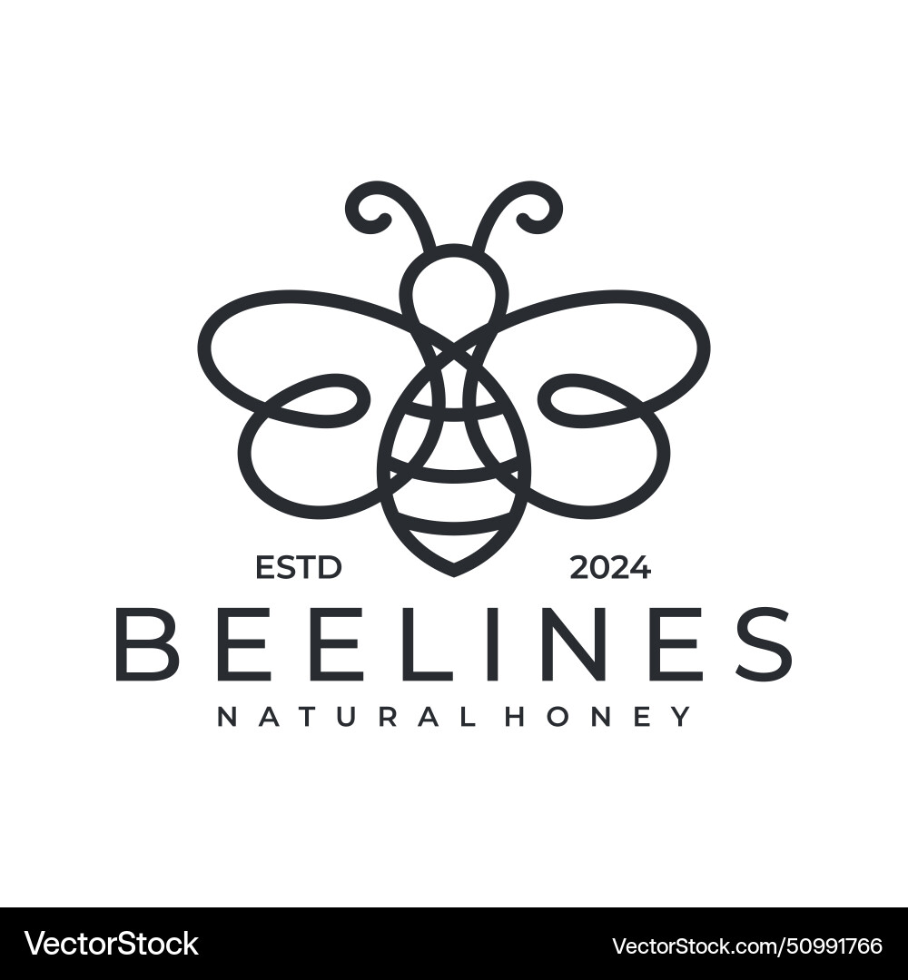 Abstract bee logo with continuous line style Abstract bee logo with continuous line style Vector Image
