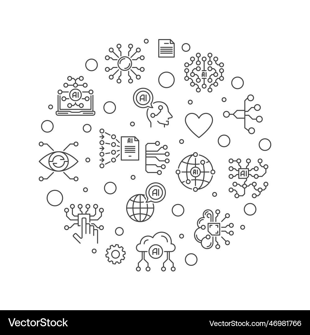 Artificial neural networks line round banner Artificial neural networks line round banner vector image