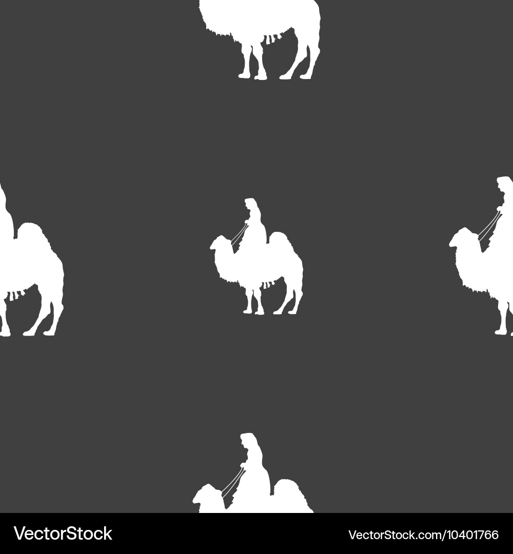 Camel sign seamless pattern on a gray background vector image
