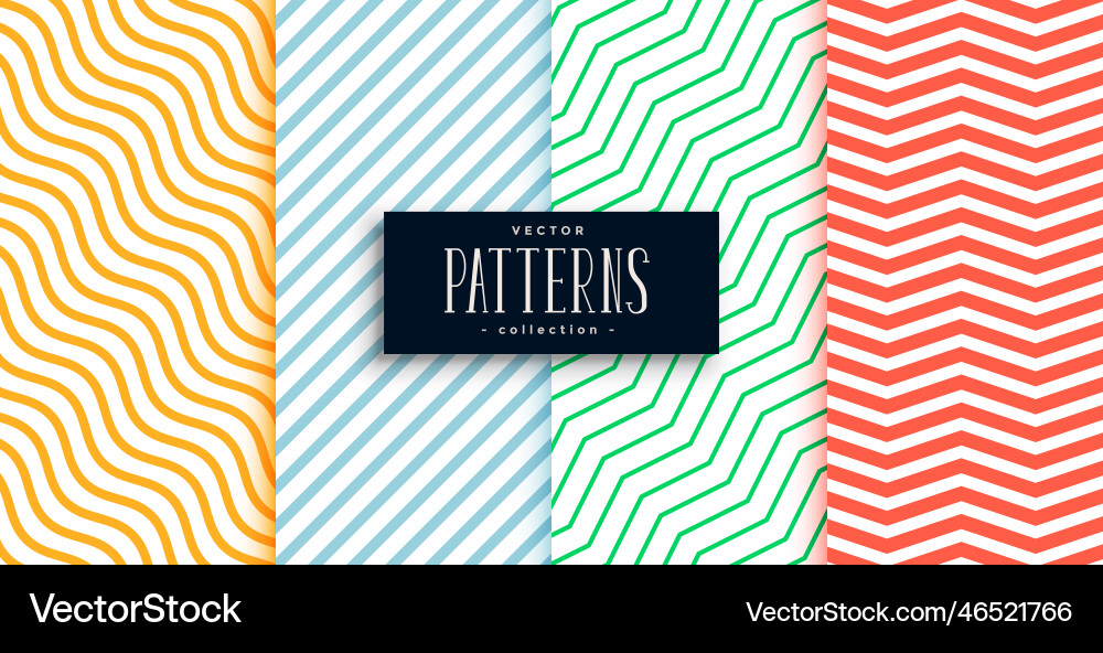 Collection of geometric minimal lines pattern set Vector Image