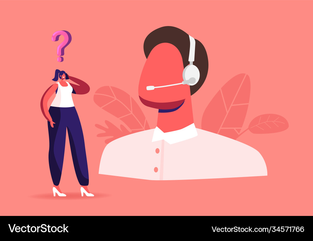 Customer Support Operator with Question Mark vector image