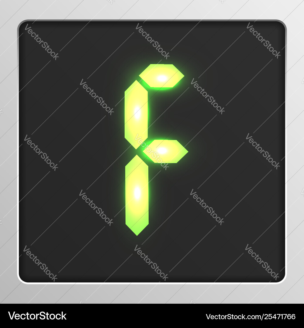 Digital character set typeface on a screen vector image