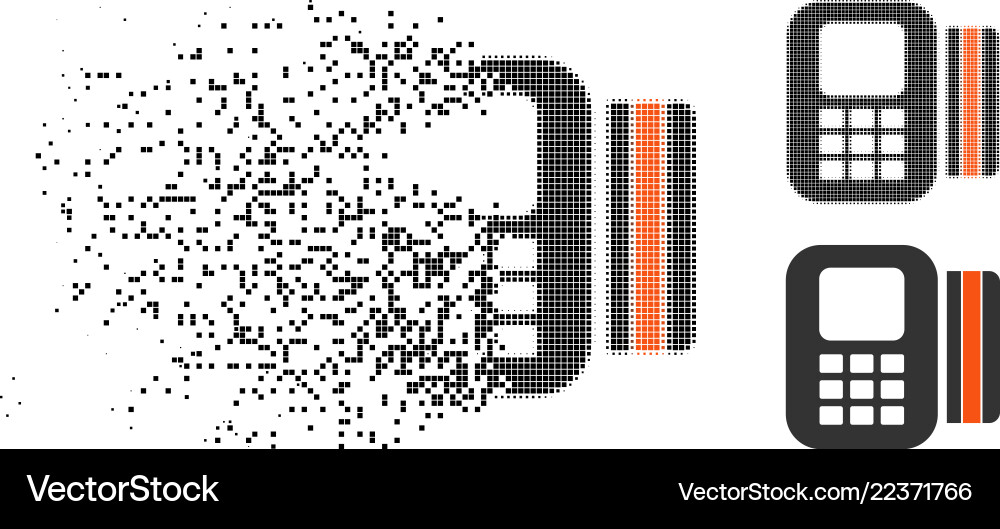Dissolving pixel halftone card processor icon Dissolving pixel halftone card processor icon vector image