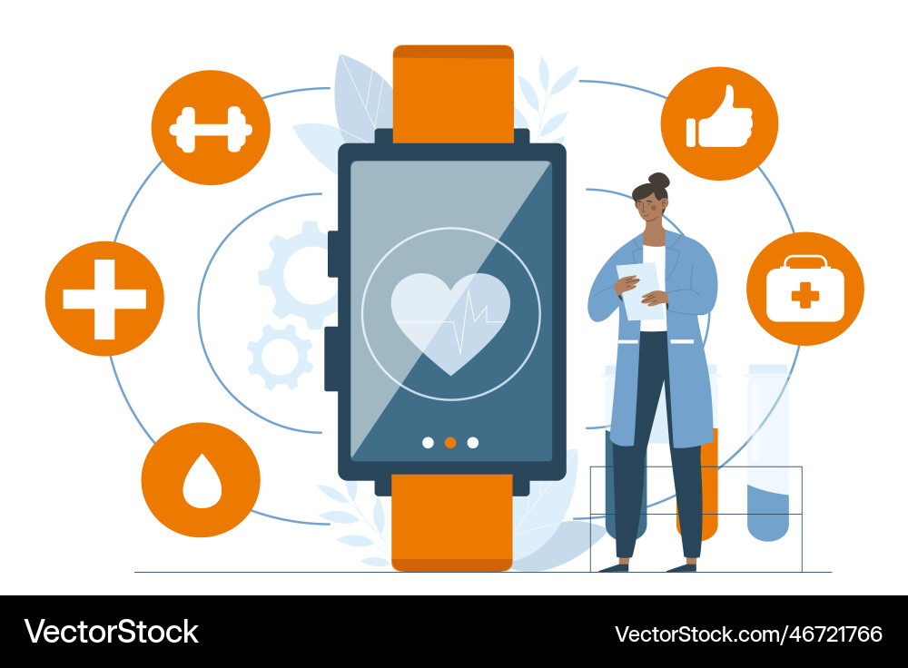 Doctor with smartwatch concept Vector Image