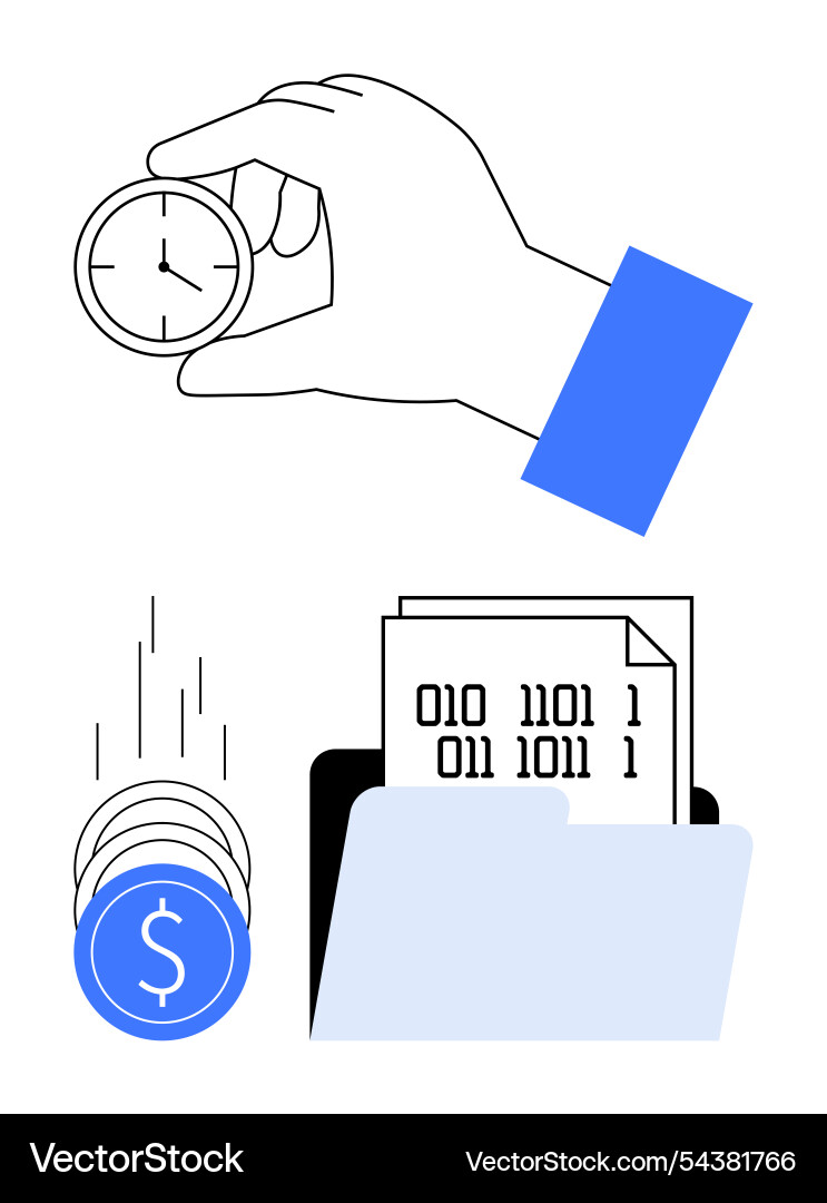 Efficient use of time and resources represented Efficient use of time and resources represented vector image