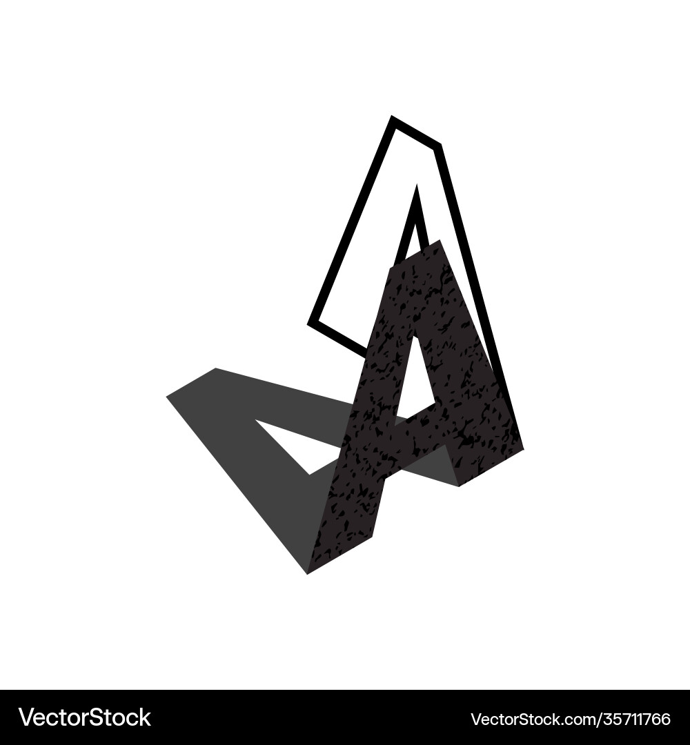 Flat isometric initial letter with shadow texture vector image