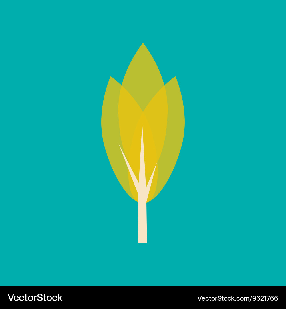Flat with shadow icon and mobile application tree vector image