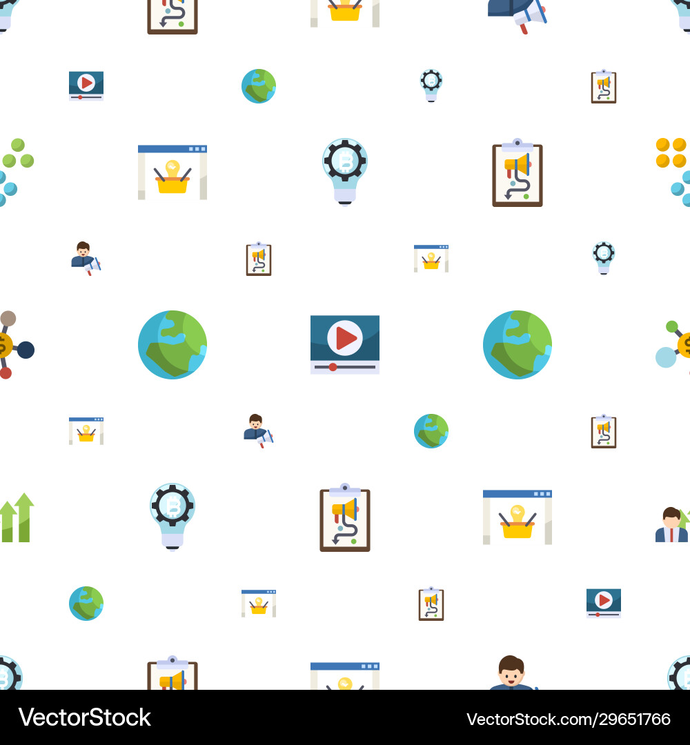 Global icons pattern seamless included editable vector image