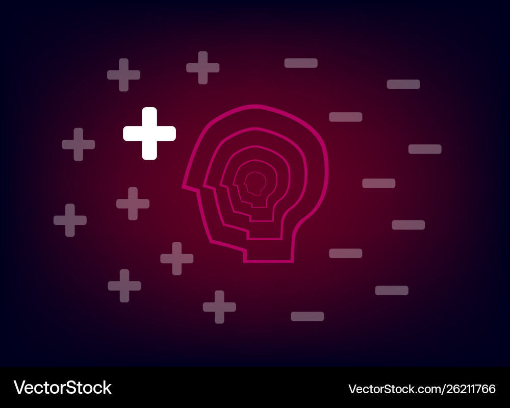 Head with plus and minus on gradients background Head with plus and minus on gradients background vector image
