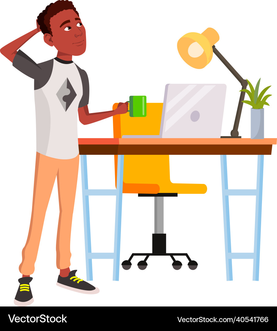 Man manager think about problem in office Man manager think about problem in office vector image