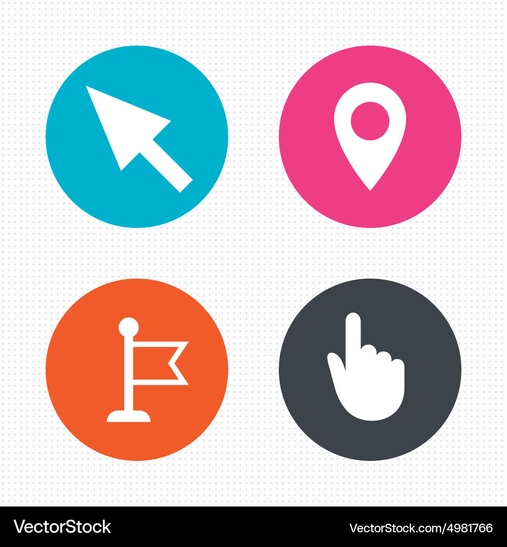 Mouse cursor icon hand or flag pointer symbols vector image