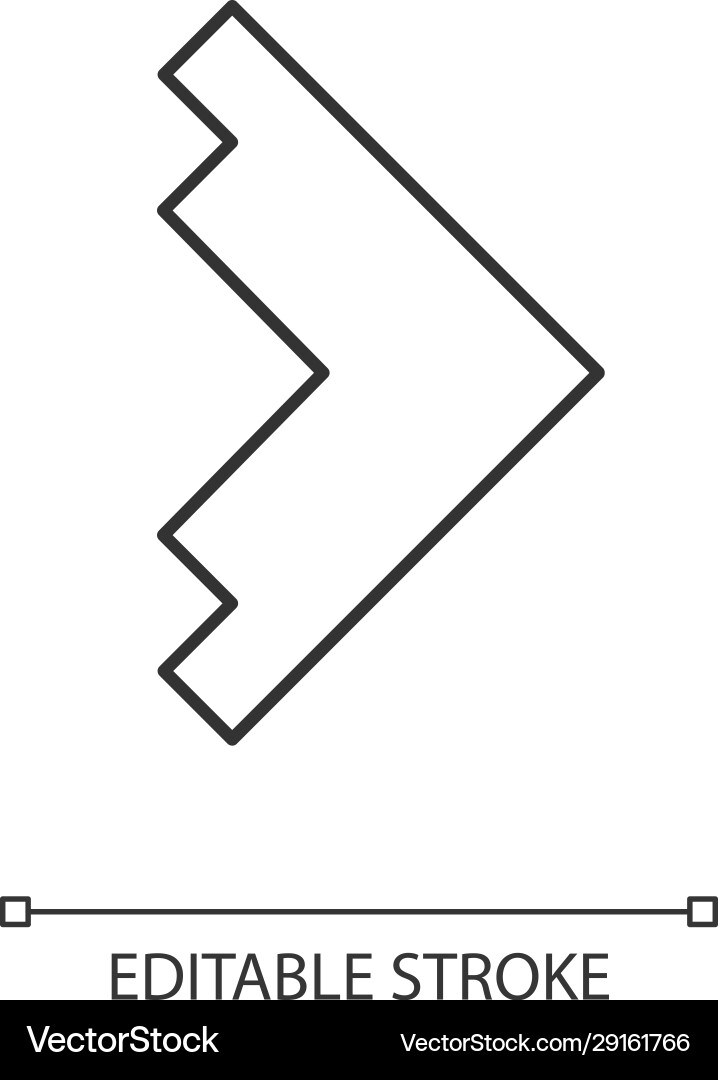 Right arrowhead linear icon forward triangular Right arrowhead linear icon forward triangular vector image