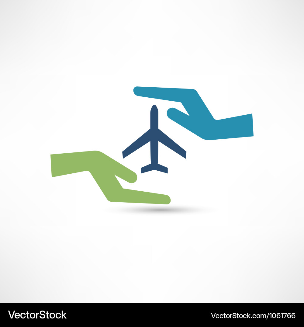 Safe Flight: Hands and Airplane vector image