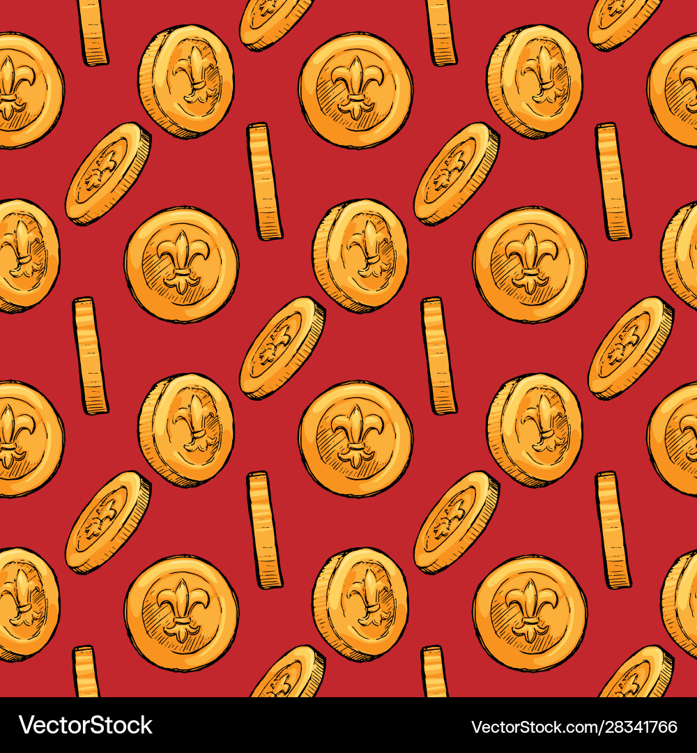 Seamless pattern golden coine – Royalty-Free Vector | VectorStock