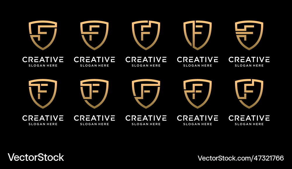 Set bundle monogram shield logo design initial Vector Image