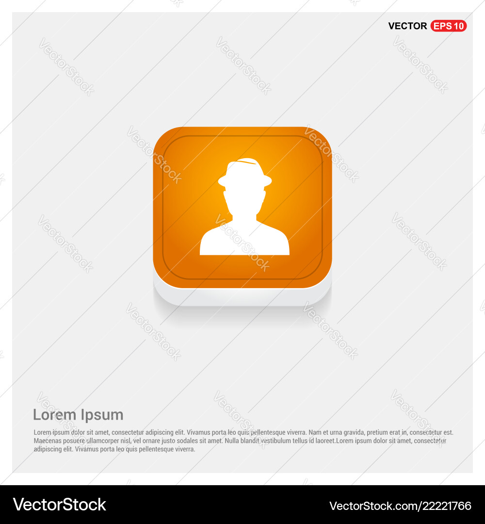 Spy user icon orange abstract web button vector image
