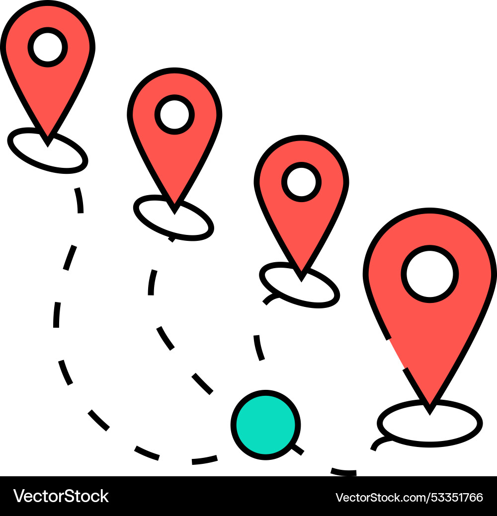 Track airplane pointer place icon color vector image