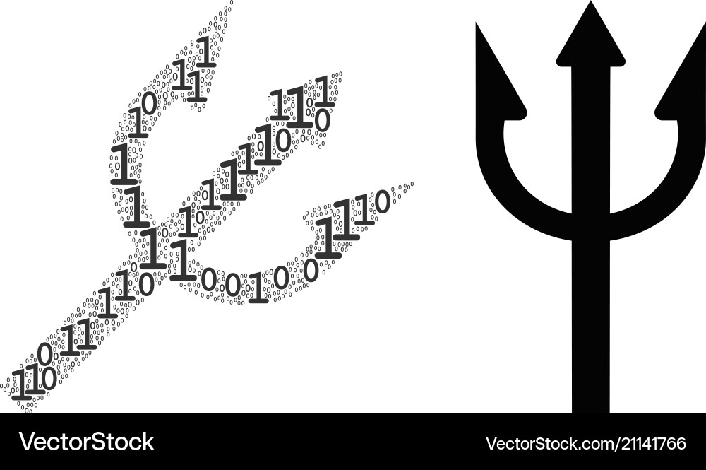Trident fork mosaic of binary digits vector image