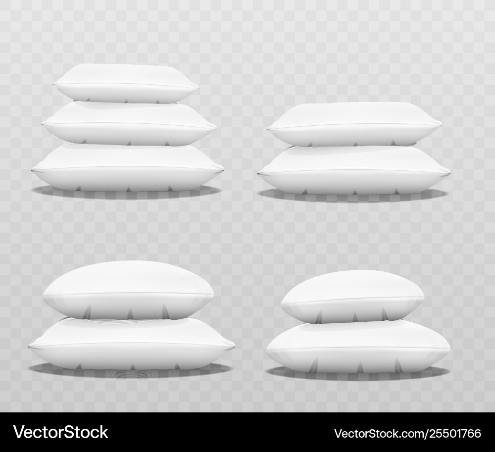White pillow stack set from side view three White pillow stack set from side view three Vector Image