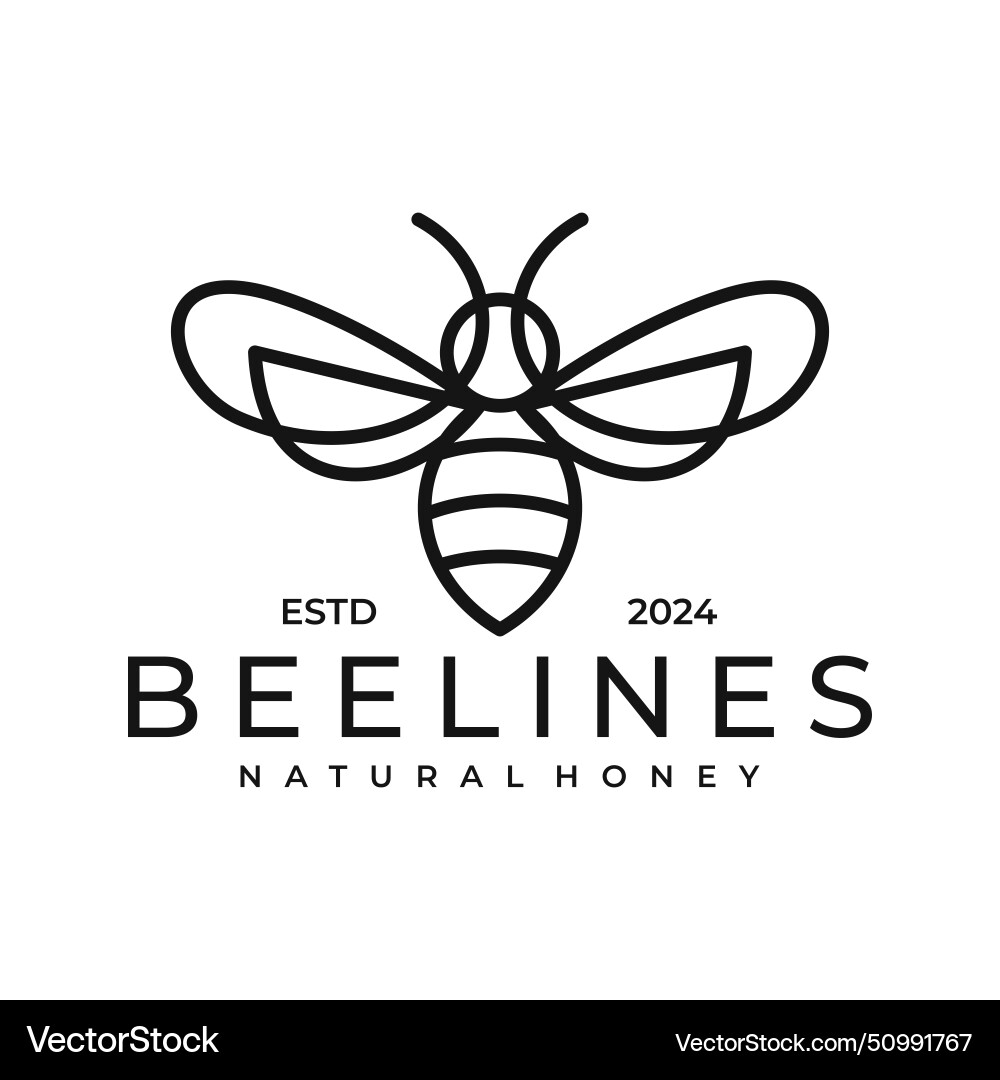 Abstract bee logo with continuous line style Vector Image