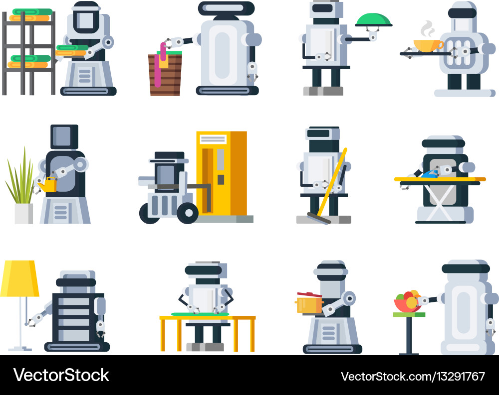 Artificial intelligence robots set vector image