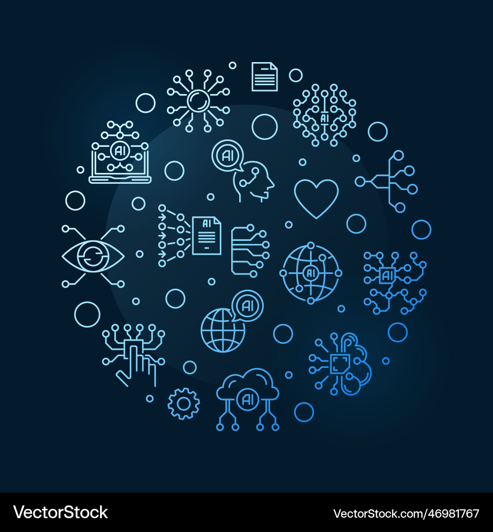 Artificial neural networks concept line round Artificial neural networks concept line round vector image
