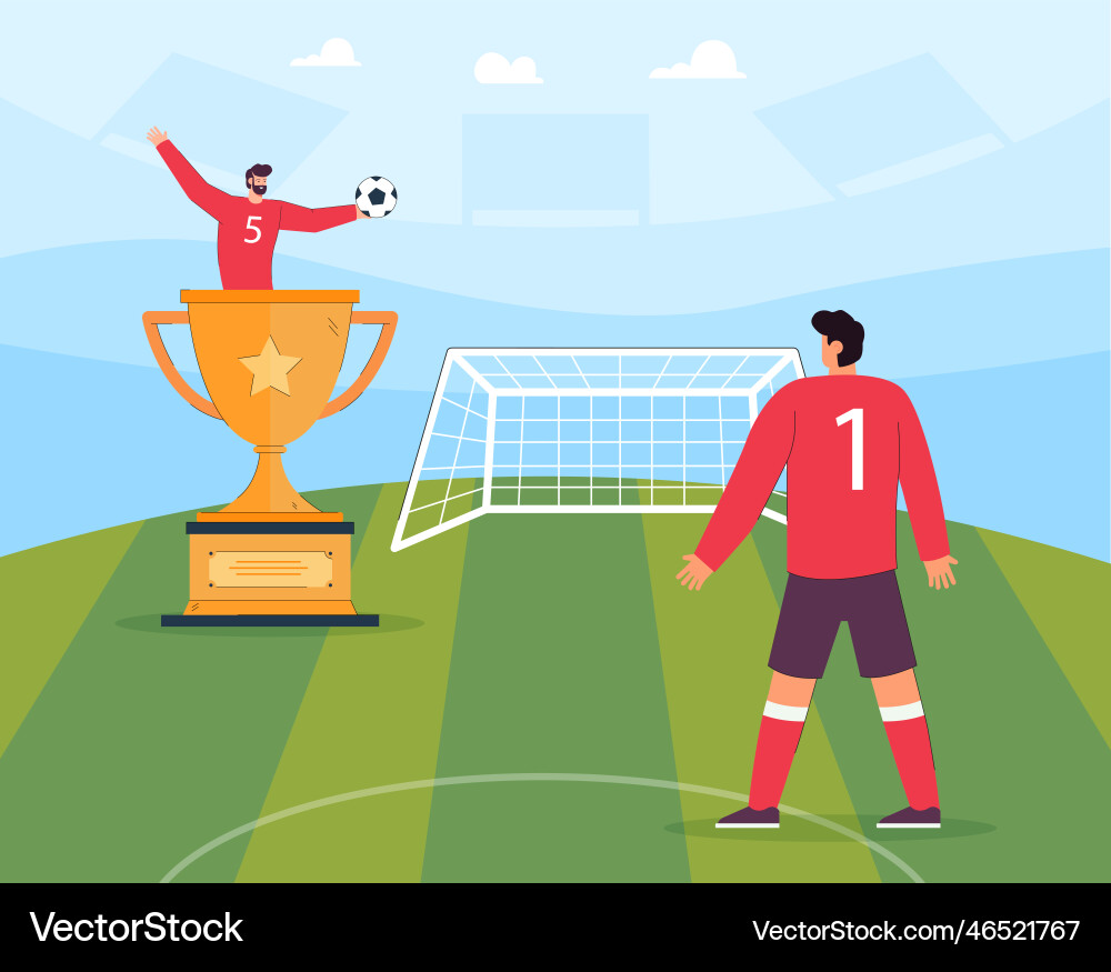 Football player looking at father or coach in huge Football player looking at father or coach in huge vector image
