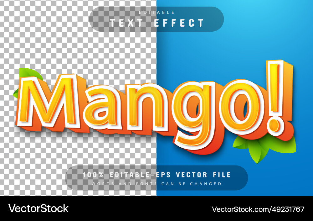 Mango text effect editable Mango text effect editable vector image
