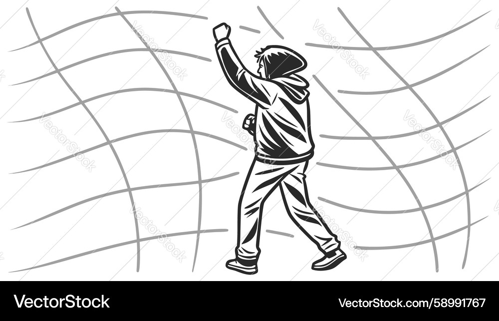 Person pulling up a grid net design generative ai Vector Image