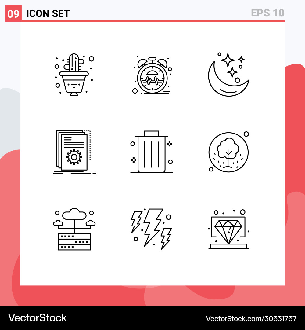 Stock icon pack 9 line signs and symbols Vector Image