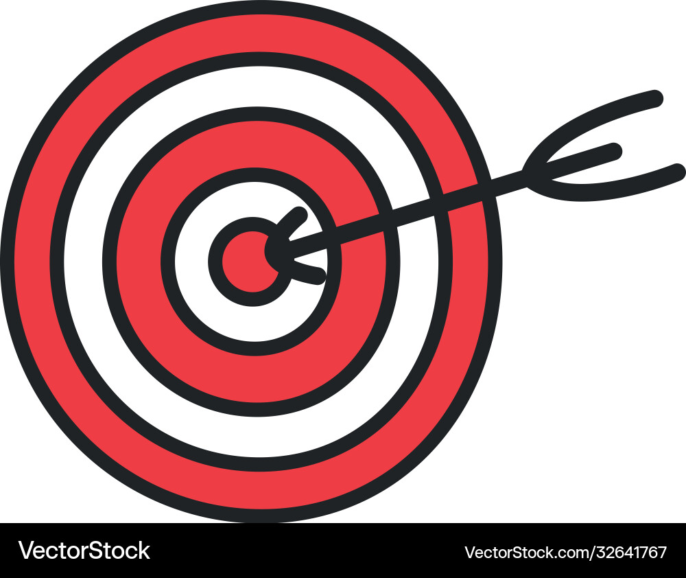 Target with arrow line and fill style icon Target with arrow line and fill style icon Vector Image
