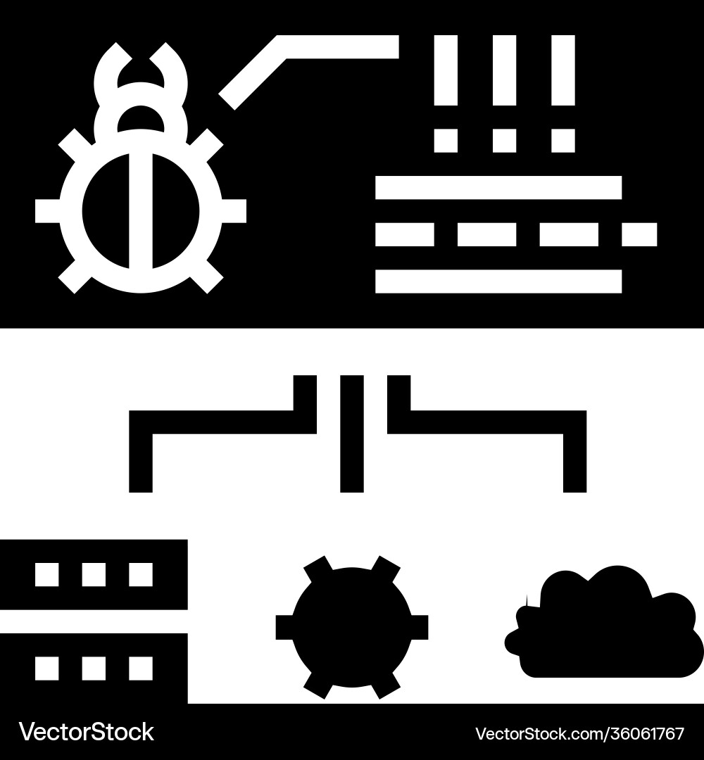 Virus on server cloud and computer components Virus on server cloud and computer components vector image