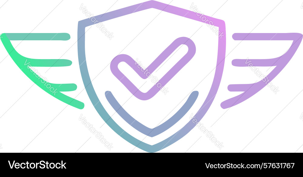 Winged shield with checkmark representing vector image