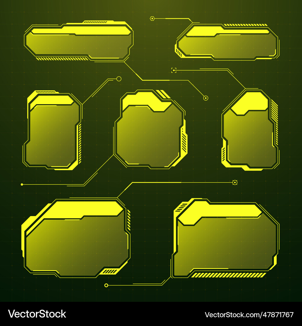 Yellow futuristic hud ui elements sci-fi user vector image