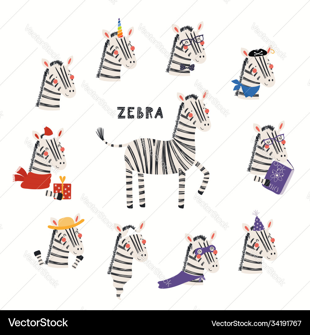 Zebra Character Set vector image